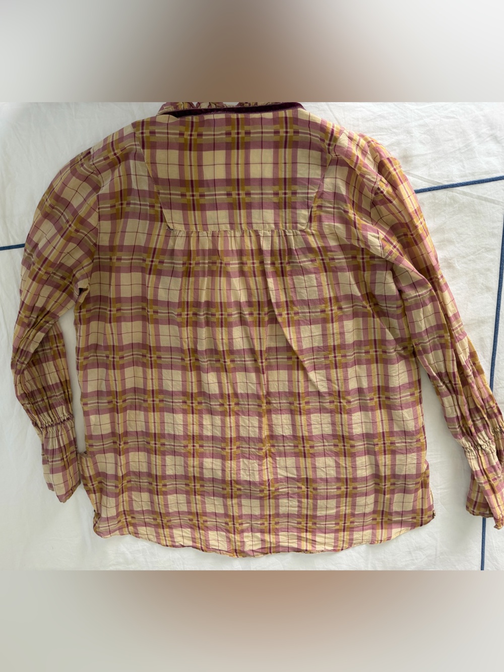 MAKSU Cotton Silk Plaid Ruffle Blouse Size M - Picture 4 of 7